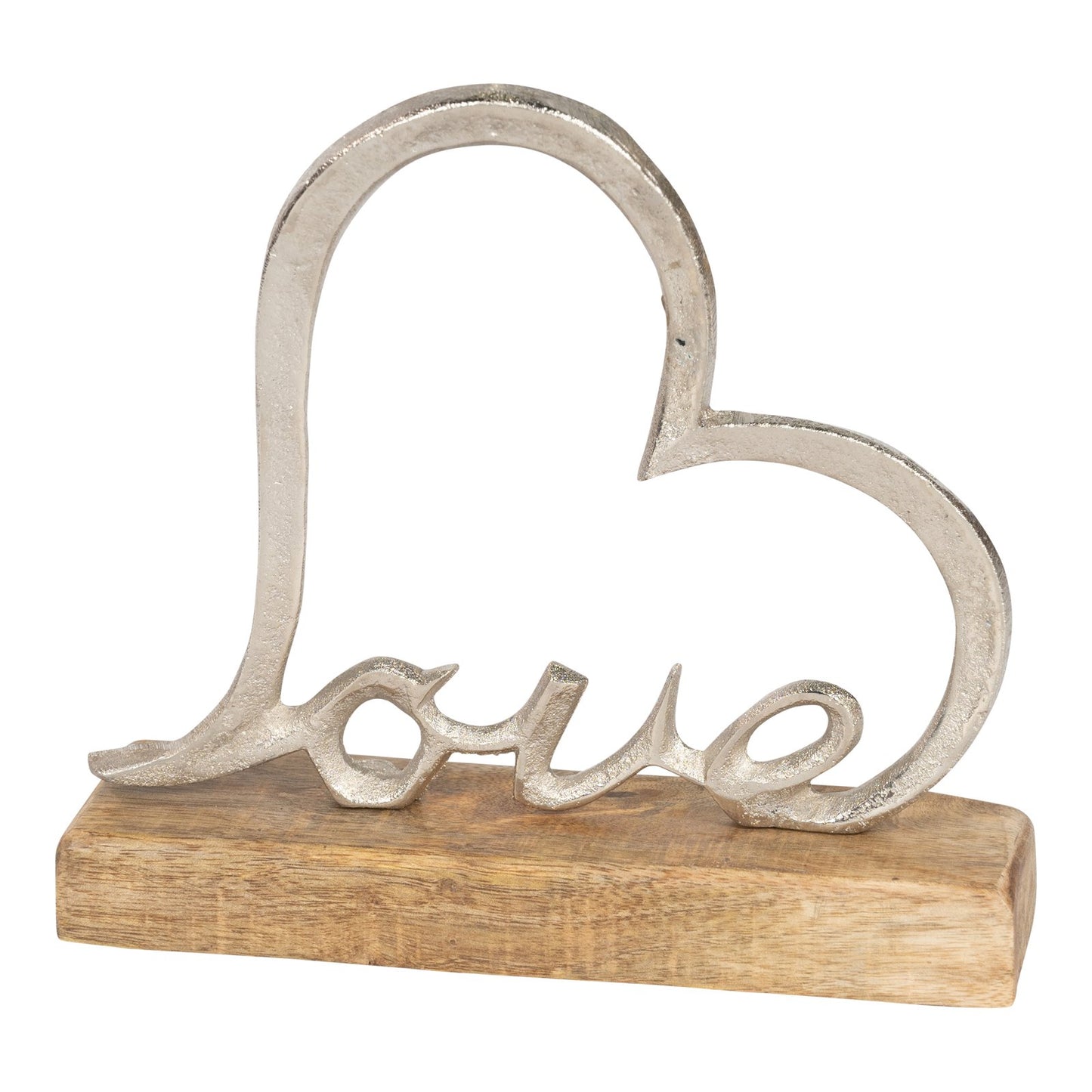 Metal 'Love' Heart on a Wooden Base