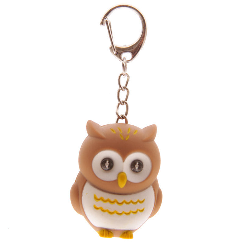 Cute Owl LED Keyring with Sound - Available in Brown, Black and Grey