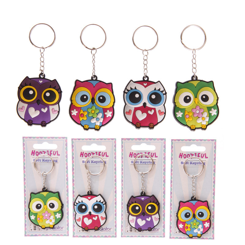 Cute and Colourful PVC Owl Keyring