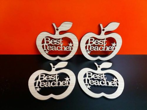 Wooden Best Teacher Hanging Apple - Available in MDF or Oak Veneer