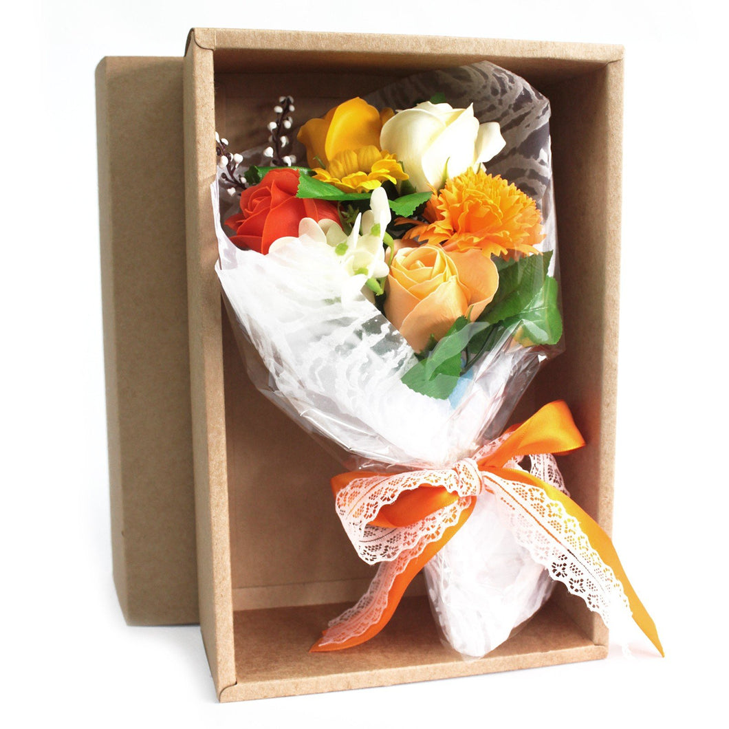 Boxed Soap Flower Bouquet - Orange