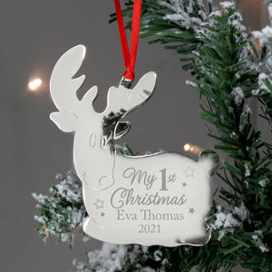 Personalised 'My 1st Christmas' Reindeer Metal Decoration