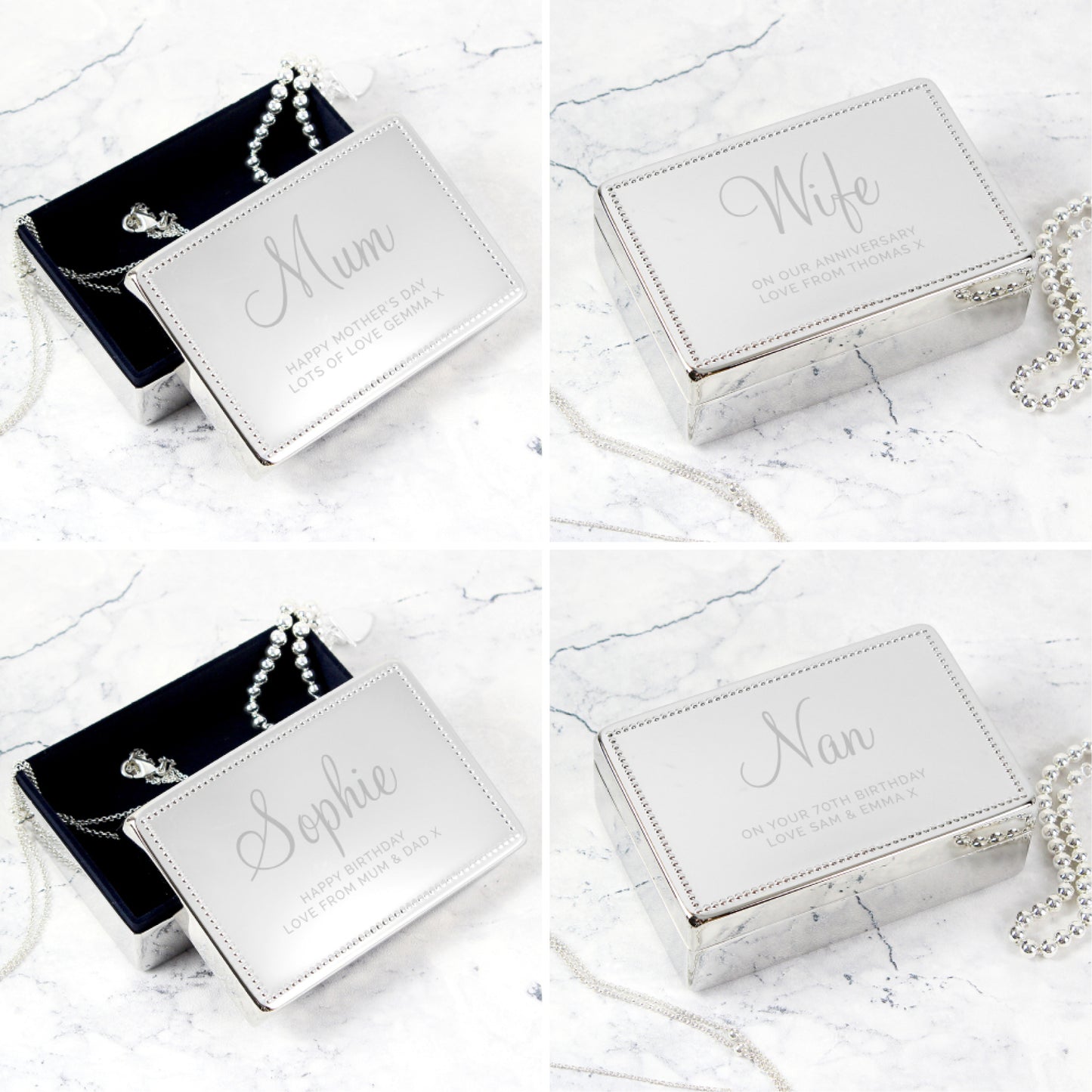 Personalised Rectangular Jewellery Box (Name AND Message)