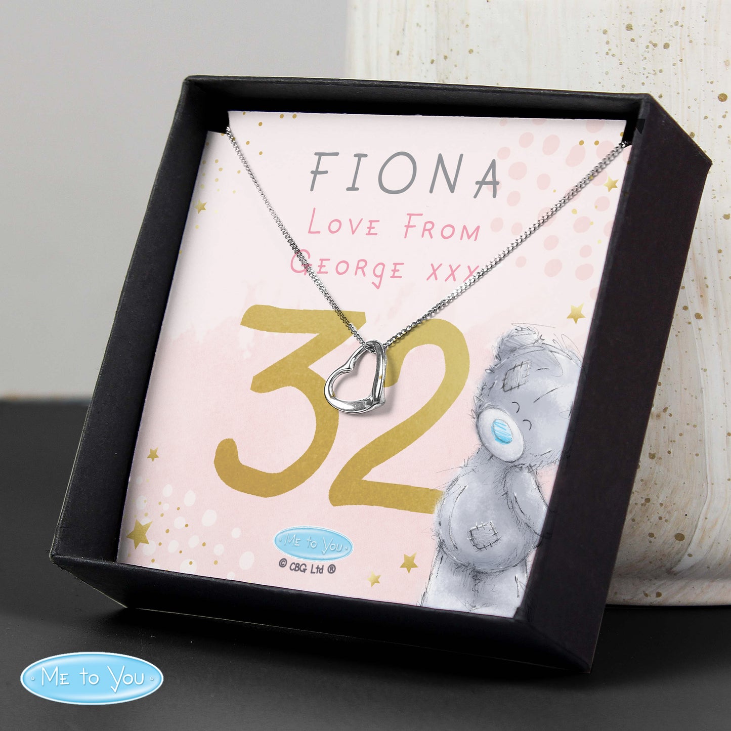 Personalised 'Me To You' Sparkle & Shine Birthday Sentiment Silver Tone Necklace with Box