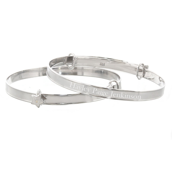 Personalised Sterling Silver Child's Expanding Diamante Star Bracelet
