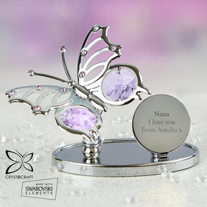 Personalised Silver Plated Crystocraft Butterfly Ornament
