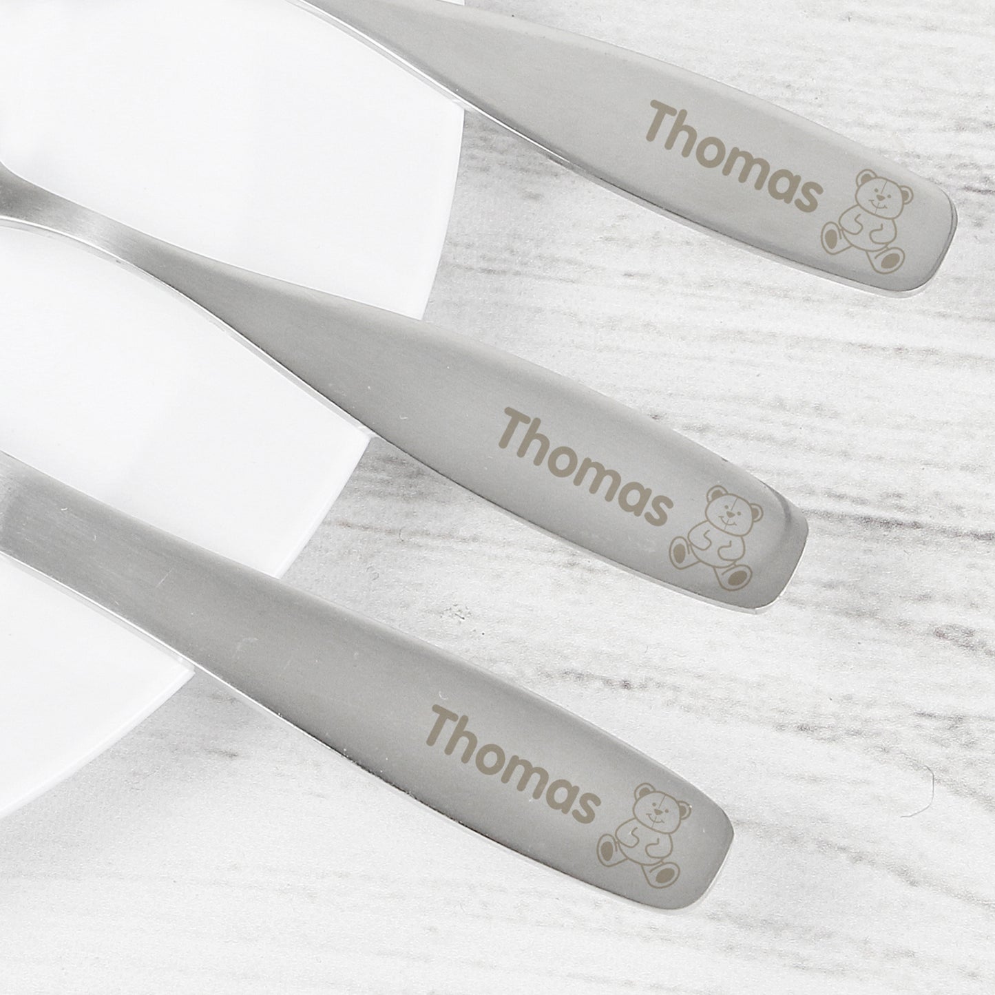 Personalised Three Piece Teddy Bear Cutlery Set for Children