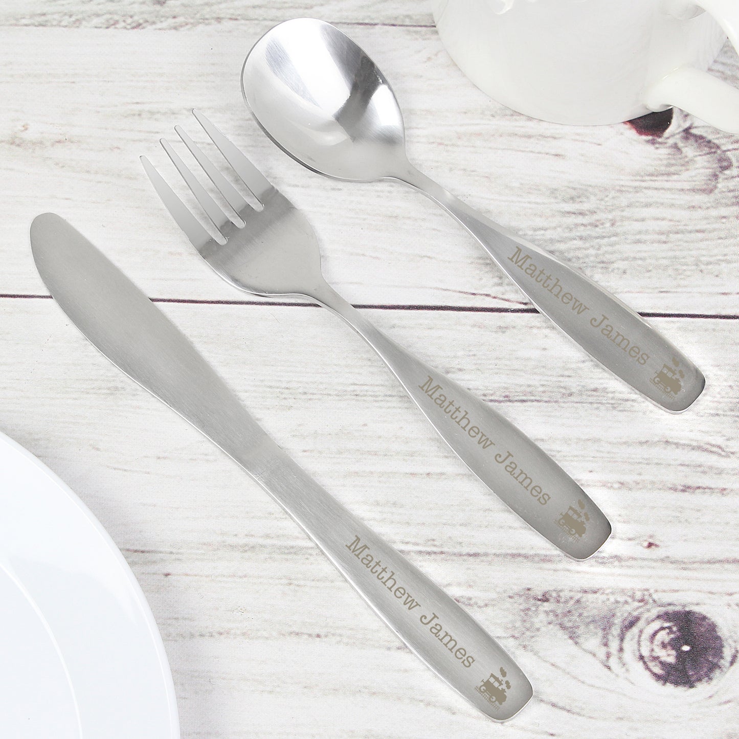 Personalised Three Piece Train Cutlery Set for Children