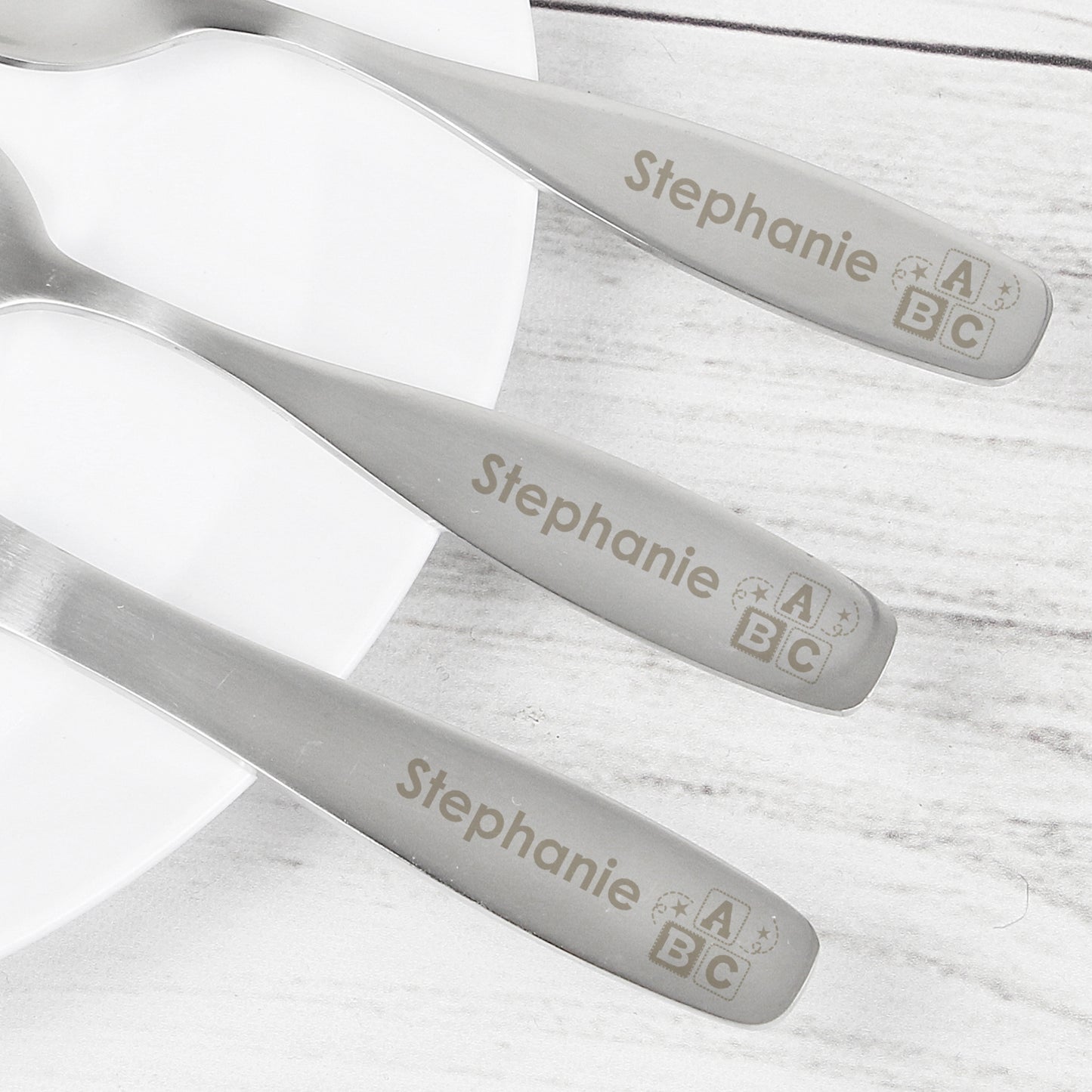 Personalised Three Piece ABC Cutlery Set for Children