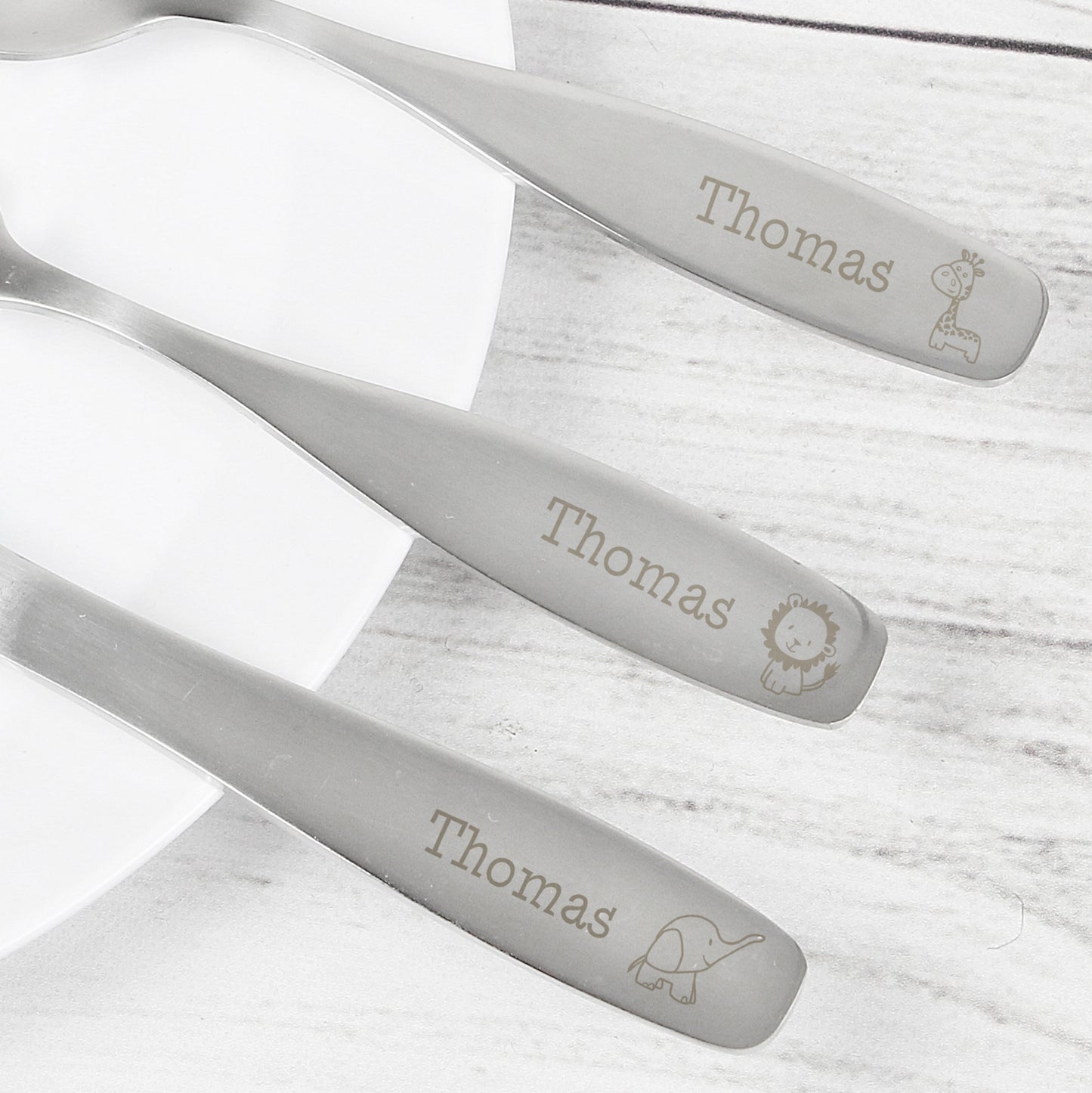 Personalised Three Piece Jungle Friends Cutlery Set for Children