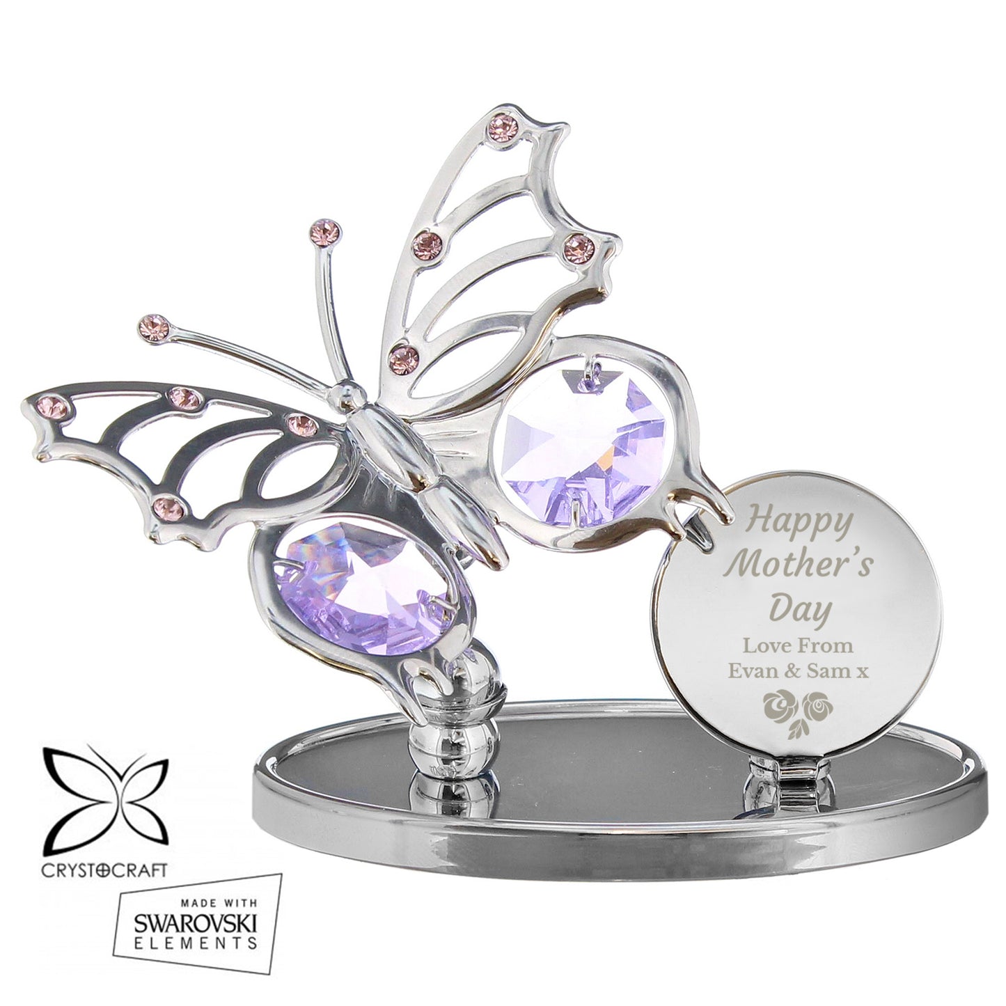 Personalised Mother's Day Silver Plated Crystocraft Butterfly Ornament
