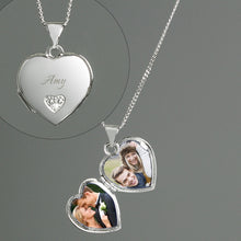 Personalised Sterling Silver & Cubic Zirconia Heart Locket Necklace