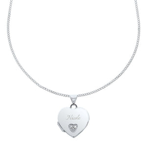 Personalised Sterling Silver & Cubic Zirconia Heart Locket Necklace