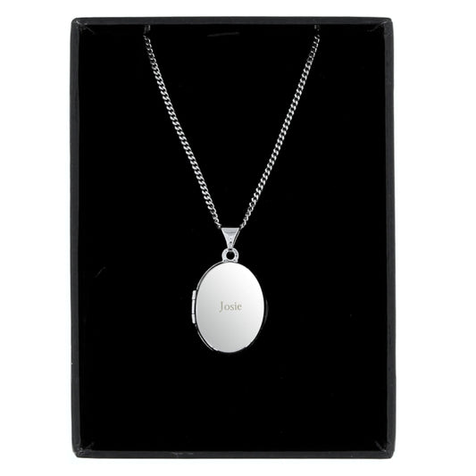 Personalised Sterling Silver Oval Locket Necklace