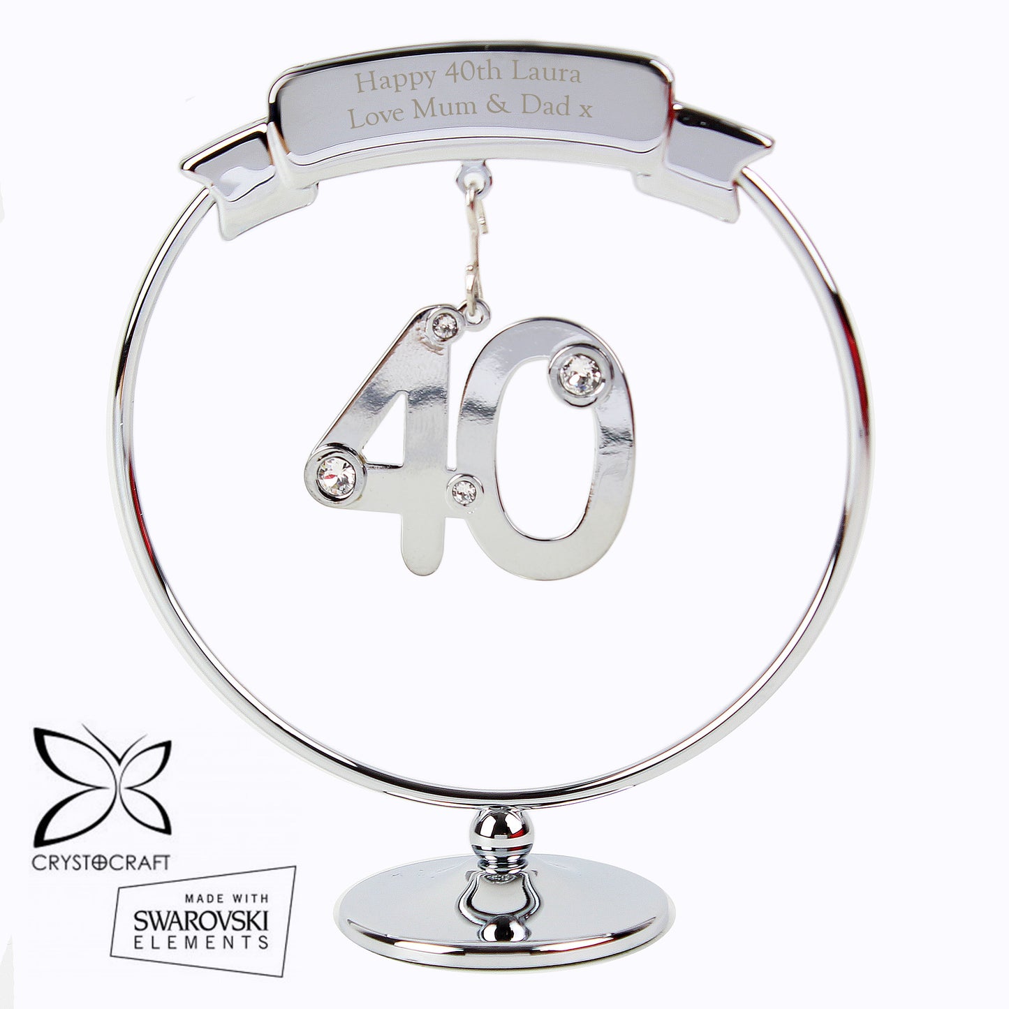 Personalised Crystocraft 40th Birthday or Anniversary Celebration Ornament