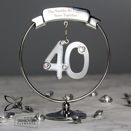 Personalised Crystocraft 40th Birthday or Anniversary Celebration Ornament
