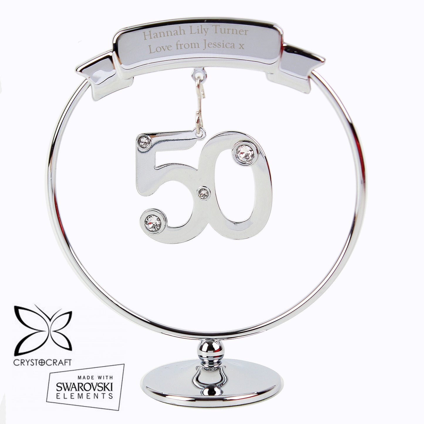 Personalised Crystocraft 50th Birthday or Anniversary Celebration Ornament