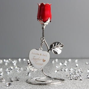 Personalised 'Together Forever' Red Rose Bud Ornament