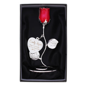 Personalised 'Together Forever' Red Rose Bud Ornament