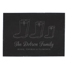 Personalised Welly Boot Family of Three, Four or Five Slate Sign