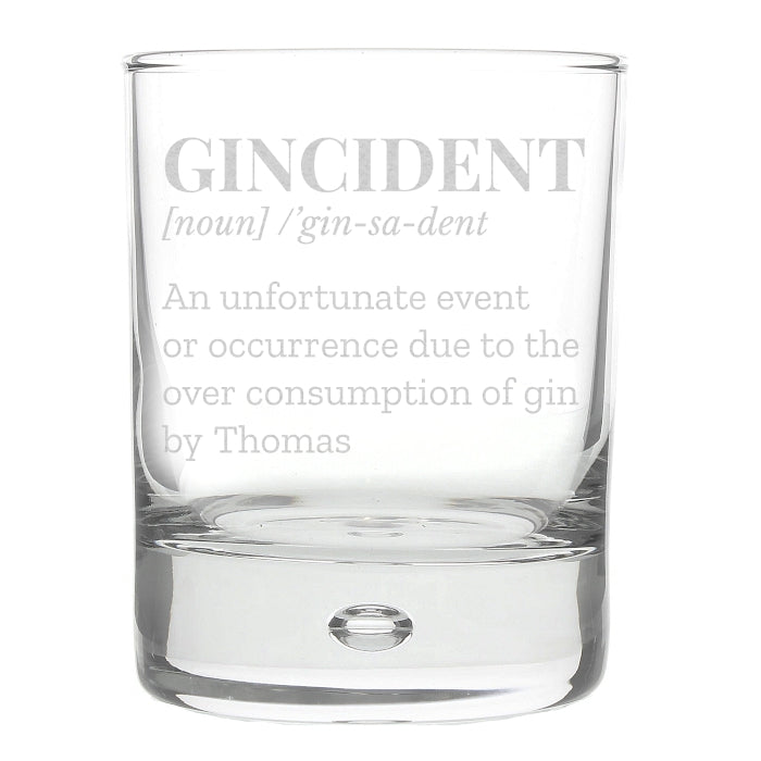 Personalised 'Gincident' Tumbler Bubble Glass