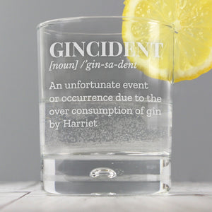 Personalised 'Gincident' Tumbler Bubble Glass