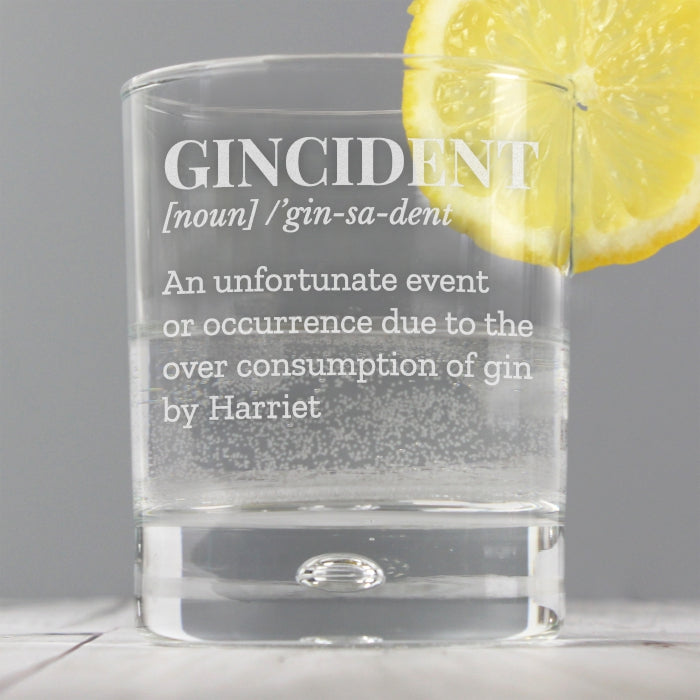 Personalised 'Gincident' Tumbler Bubble Glass
