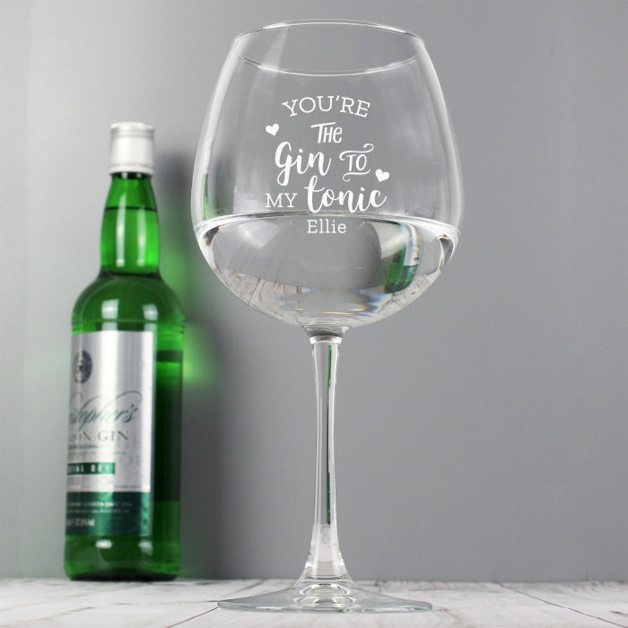 Personalised 'Gin to My Tonic' Gin Balloon Glass - perfect for Valentine's Day and Anniversaries