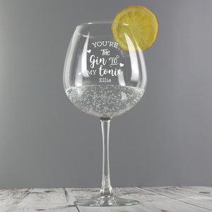 Personalised 'Gin to My Tonic' Gin Balloon Glass - perfect for Valentine's Day and Anniversaries