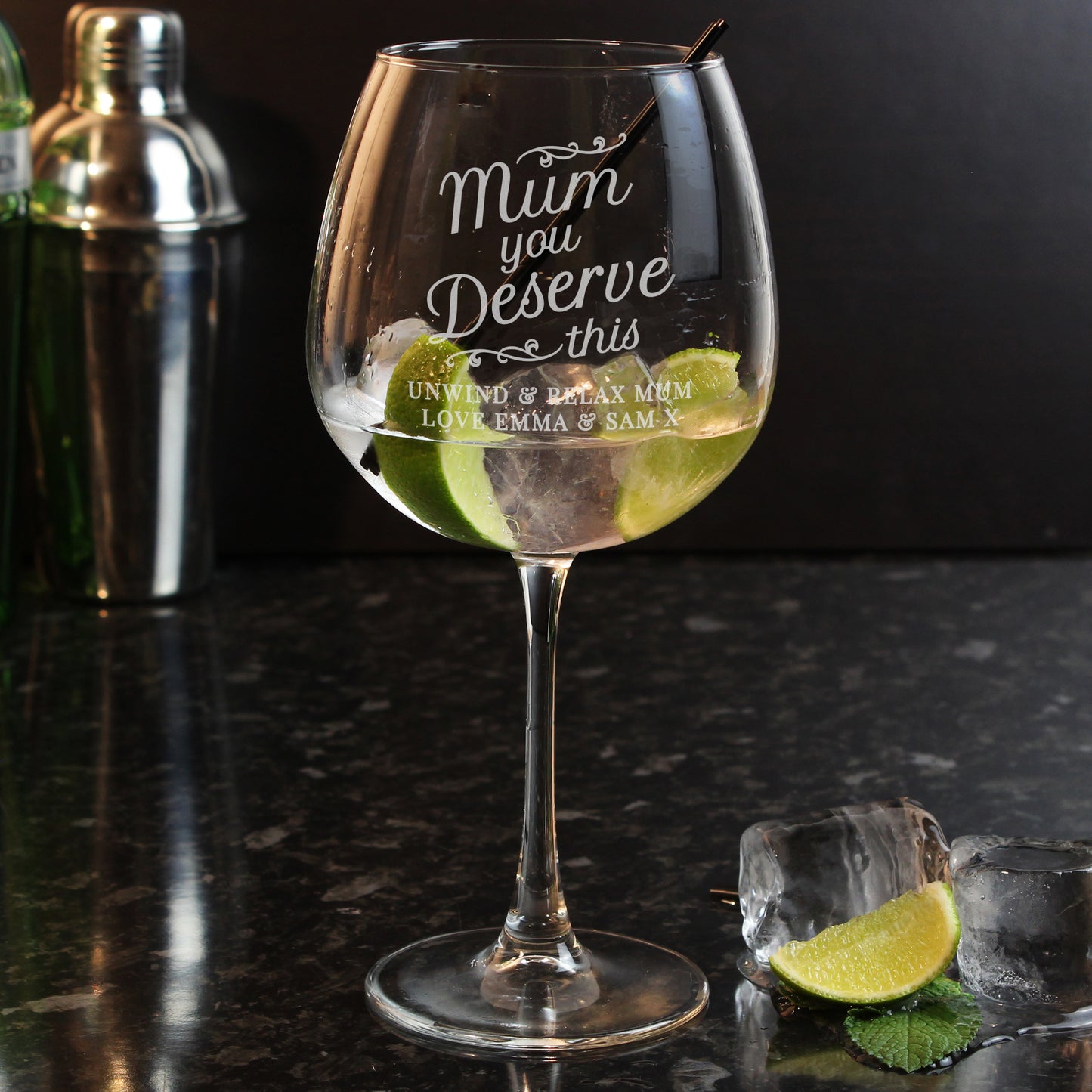 Personalised 'Mum You Deserve This' (Gin Balloon) Glass