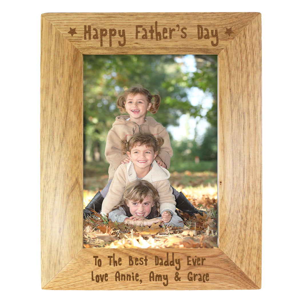 Personalised 5x7 inch 'Happy Father's Day' Wooden Photo Frame