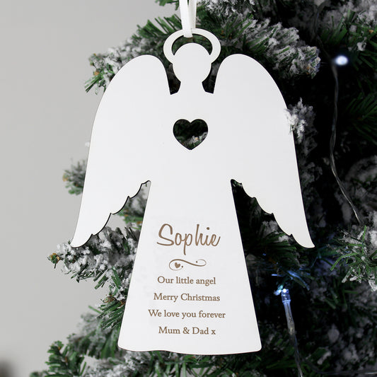 Personalised Wooden Memorial Angel Christmas Tree Decoration