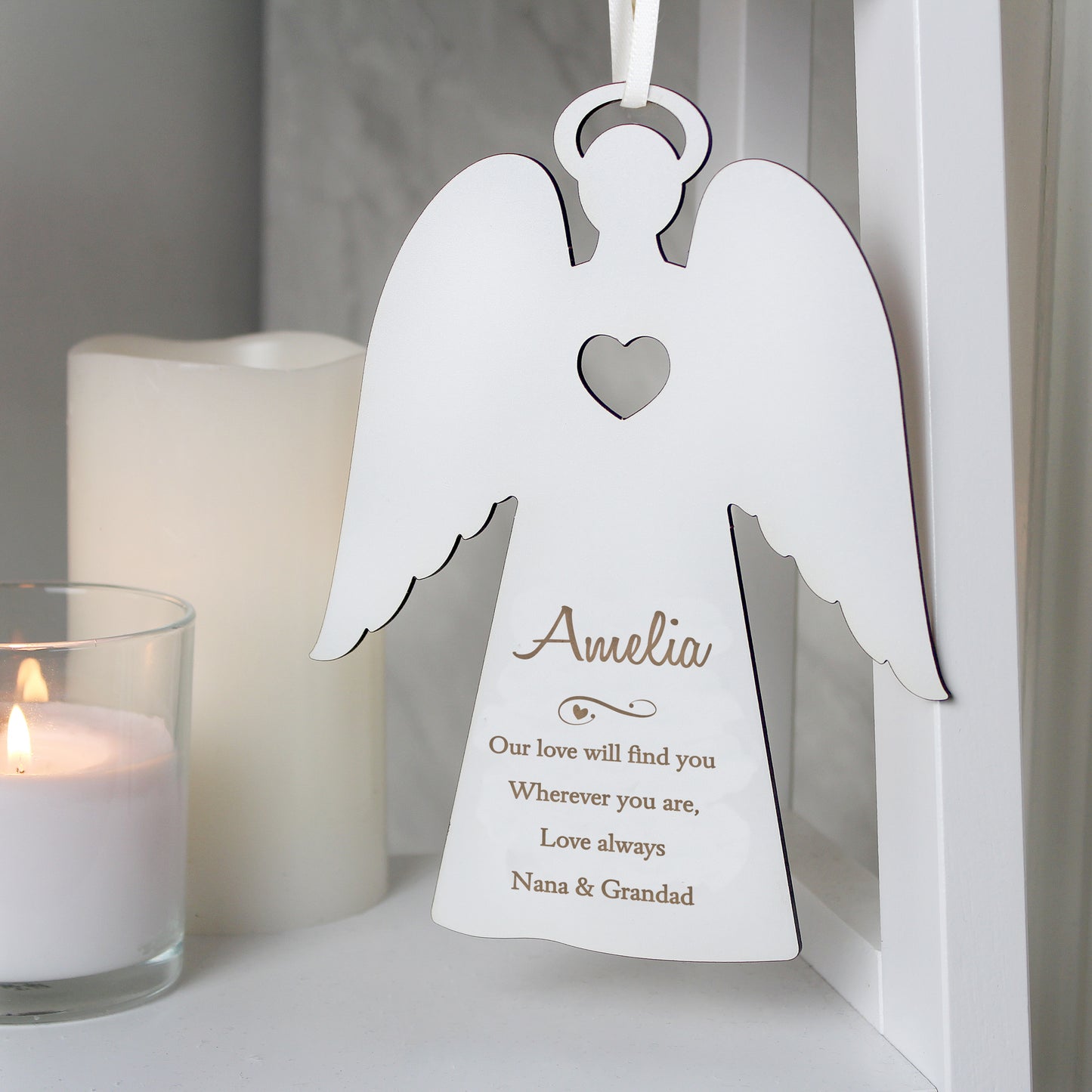 Personalised Wooden Memorial Angel Christmas Tree Decoration