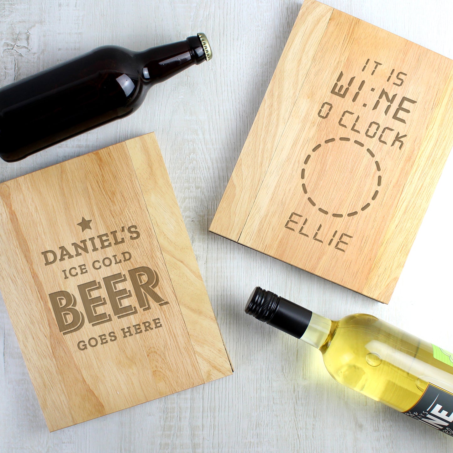 Personalised 'It Is Wine O'Clock' Wooden Sofa Tray