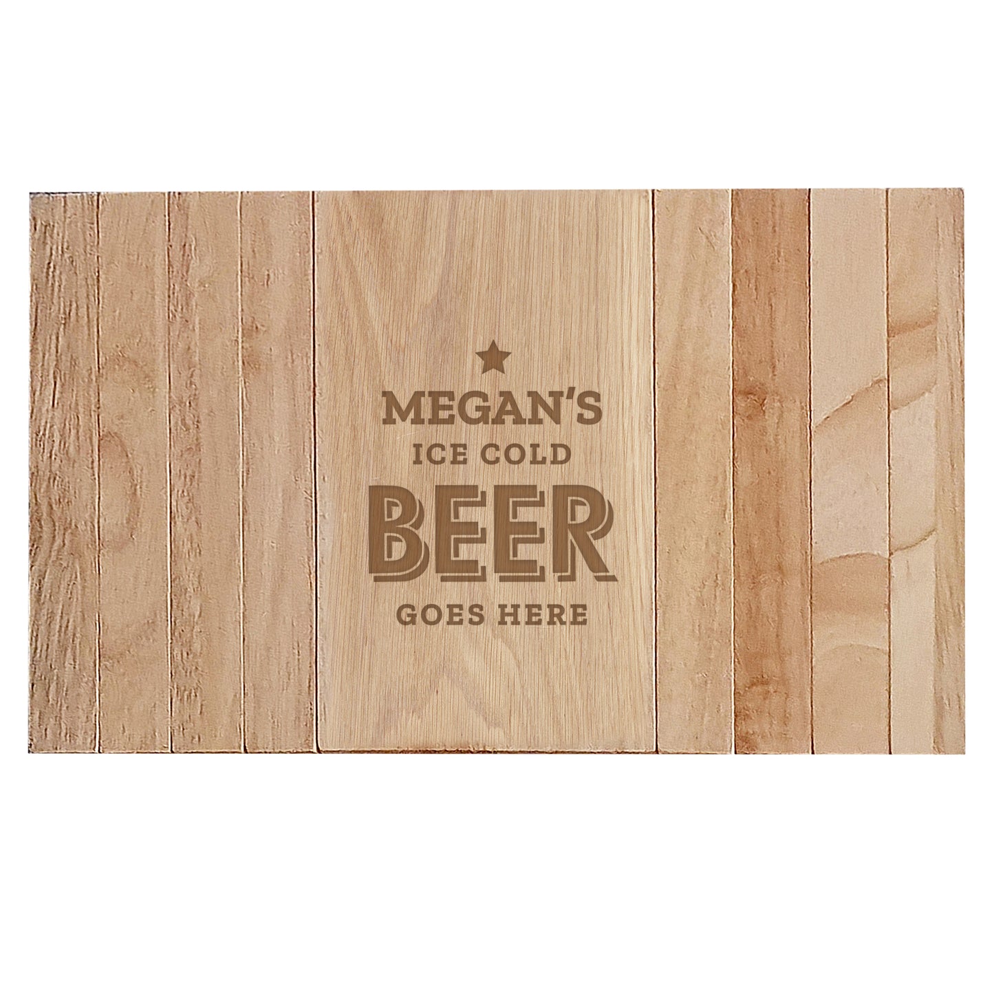 Personalised 'Beer Goes Here' Wooden Sofa Tray