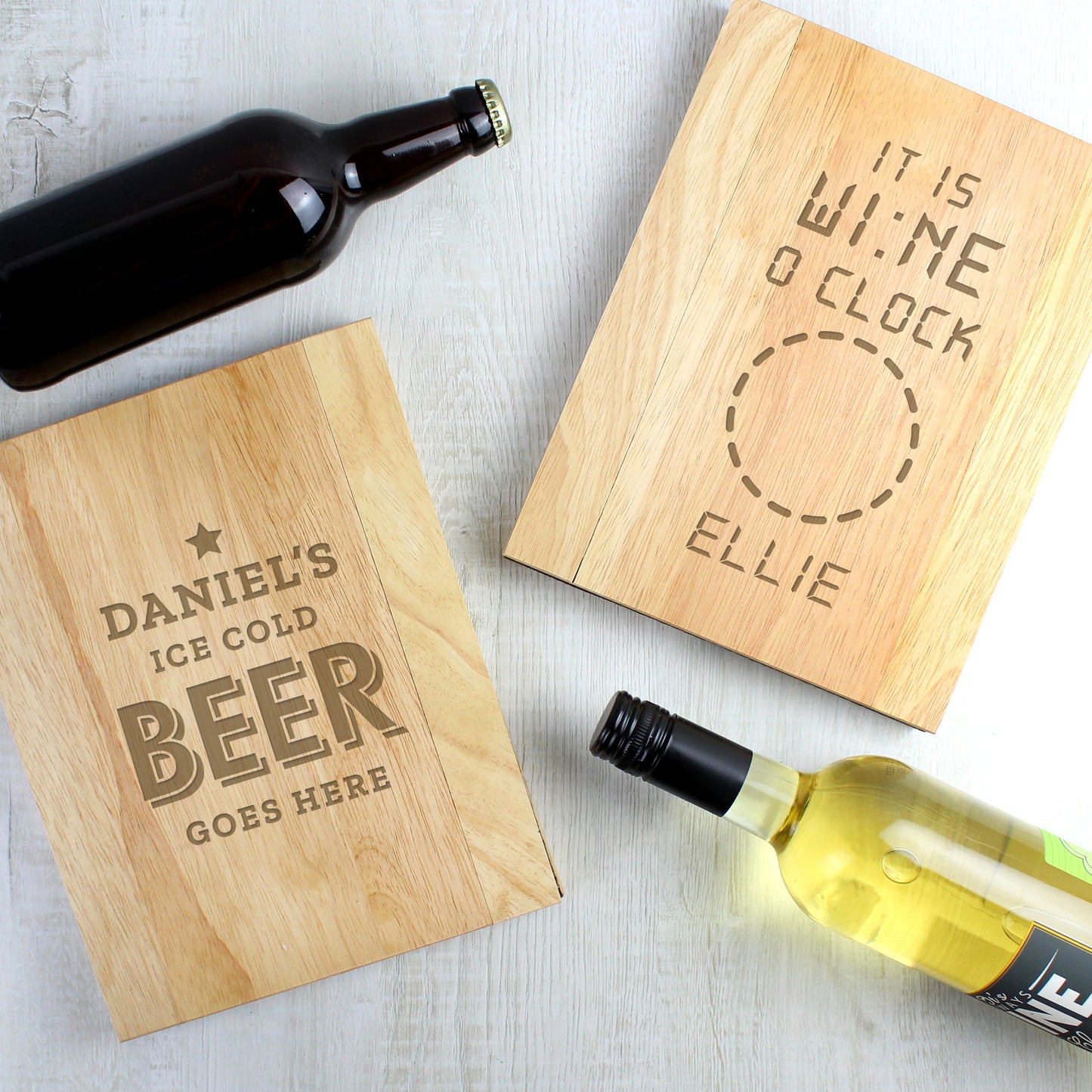 Personalised 'Beer Goes Here' Wooden Sofa Tray