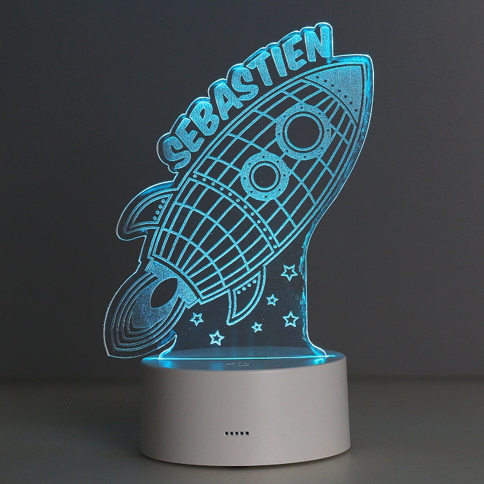 Personalised Rocket LED Colour Changing Wireframe Night Light