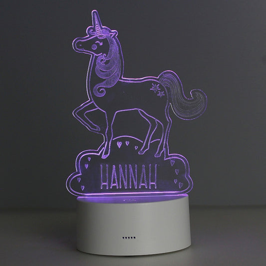 Personalised Unicorn LED Colour Changing Night Light