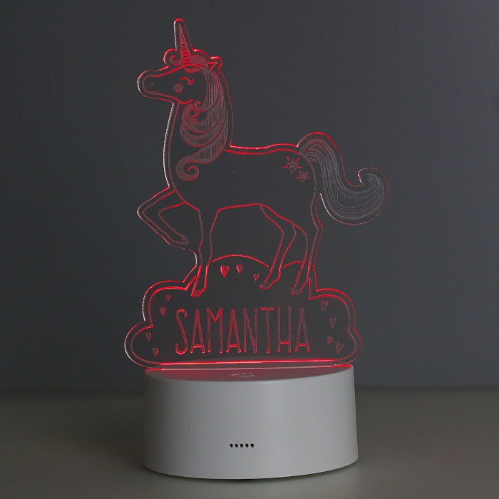 Personalised Unicorn LED Colour Changing Night Light