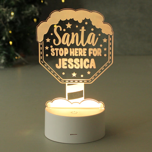 New Design: Personalised 'Santa Stop Here' LED Colour Changing Christmas Night Light