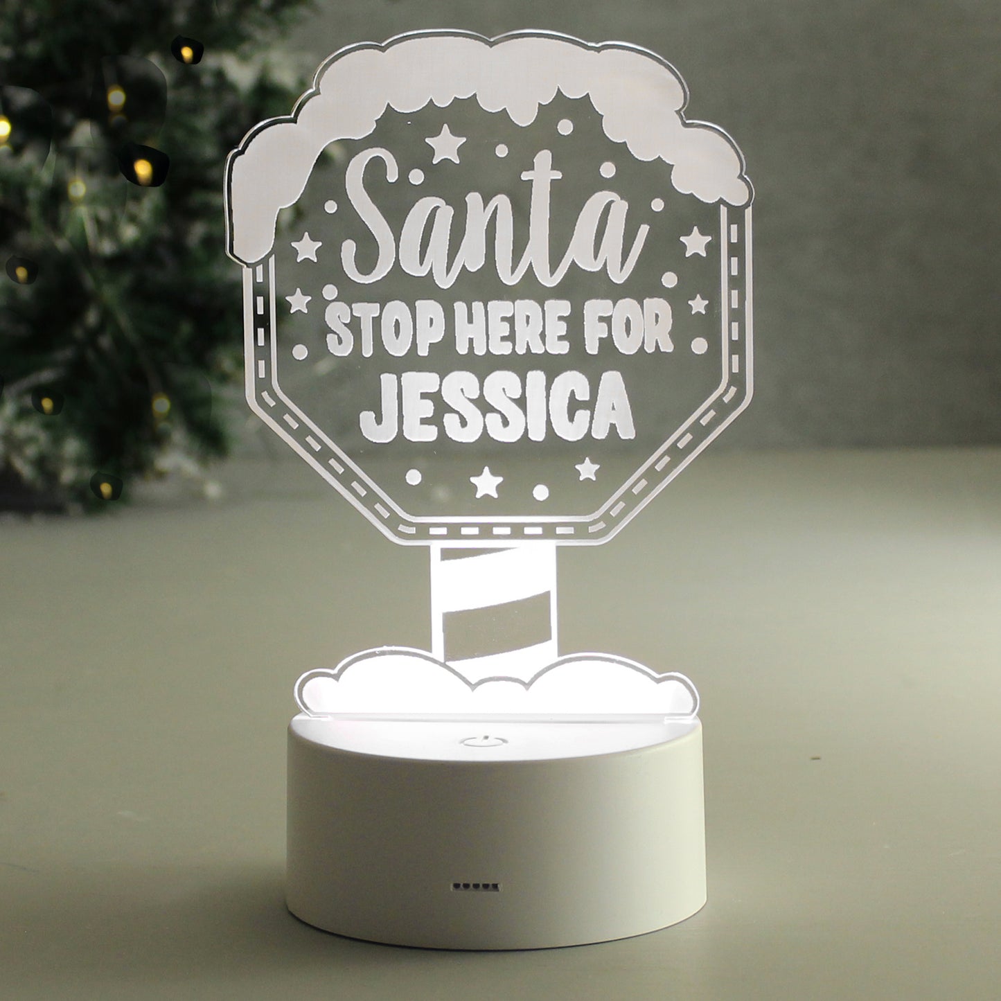New Design: Personalised 'Santa Stop Here' LED Colour Changing Christmas Night Light