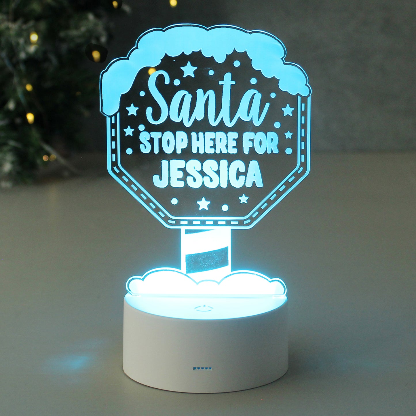 New Design: Personalised 'Santa Stop Here' LED Colour Changing Christmas Night Light