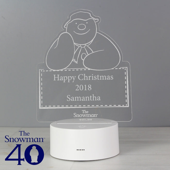 Personalised The Snowman LED Colour Changing Christmas Decoration and Night Light