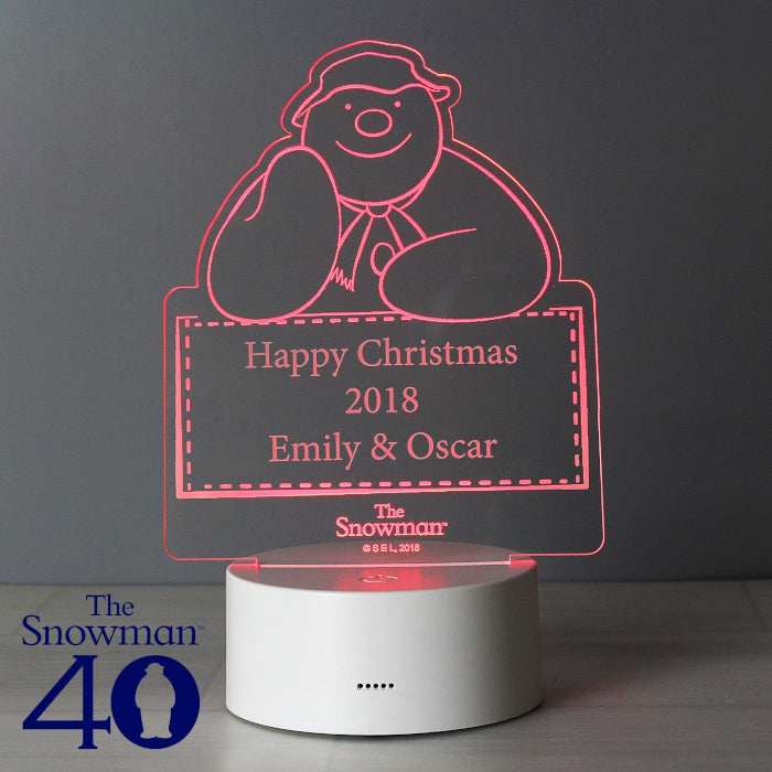 Personalised The Snowman LED Colour Changing Christmas Decoration and Night Light