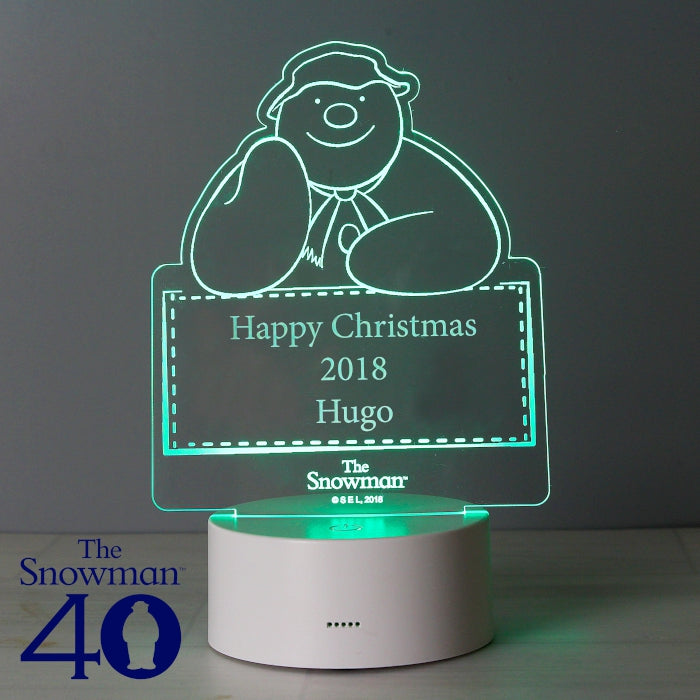 Personalised The Snowman LED Colour Changing Christmas Decoration and Night Light