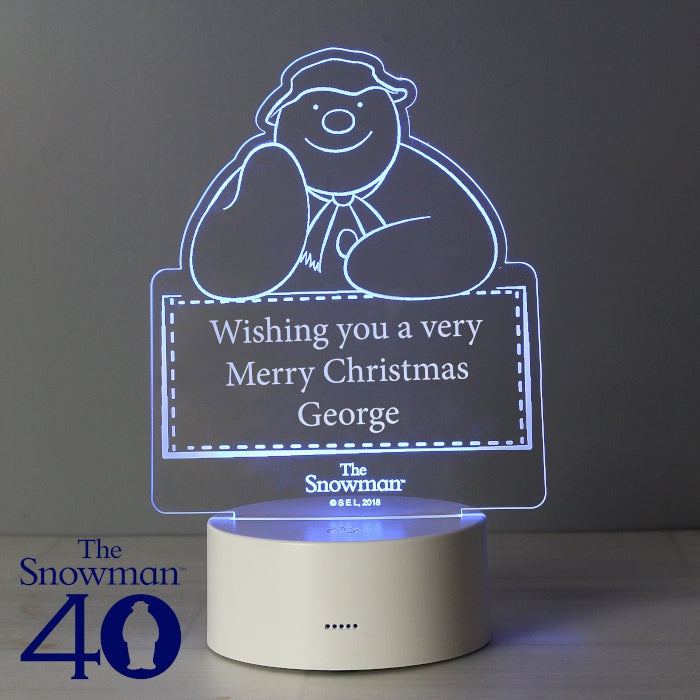 Personalised The Snowman LED Colour Changing Christmas Decoration and Night Light