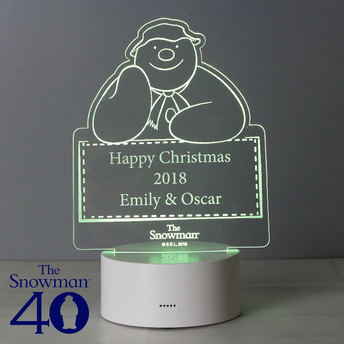 Personalised The Snowman LED Colour Changing Christmas Decoration and Night Light