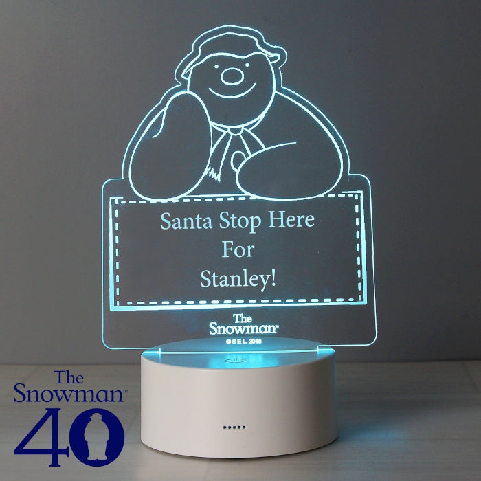 Personalised The Snowman LED Colour Changing Christmas Decoration and Night Light