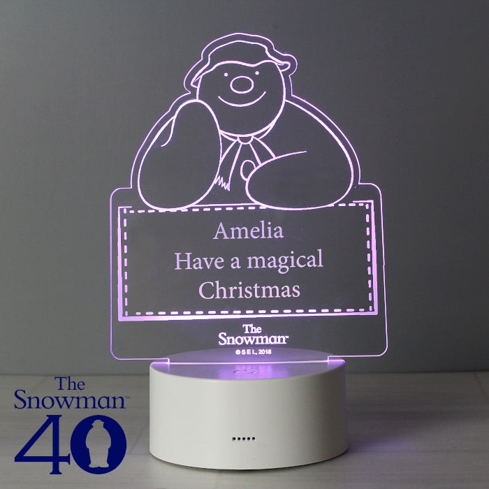 Personalised The Snowman LED Colour Changing Christmas Decoration and Night Light