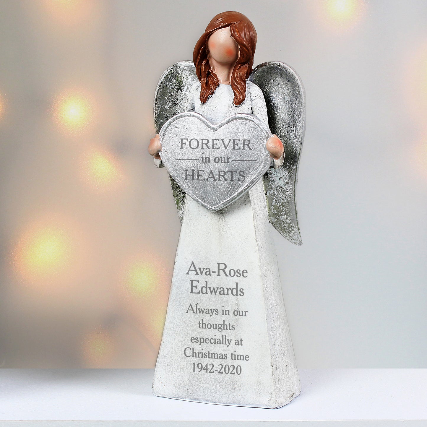 Personalised 'Forever In Our Hearts' Memorial Angel Ornament